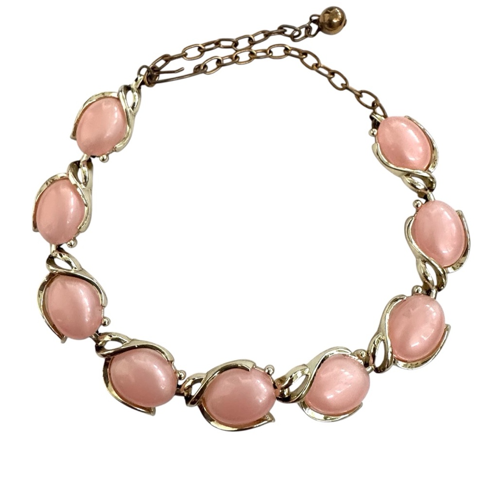 Vintage Necklace - “Thermostat” Pink and Gold Tone Choker.